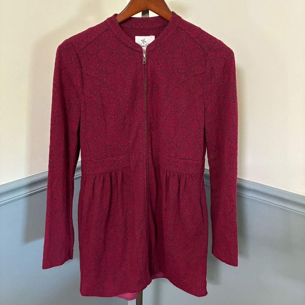 Others Follow Floral Print Full Zip Longer Lenght Jacket Size Large